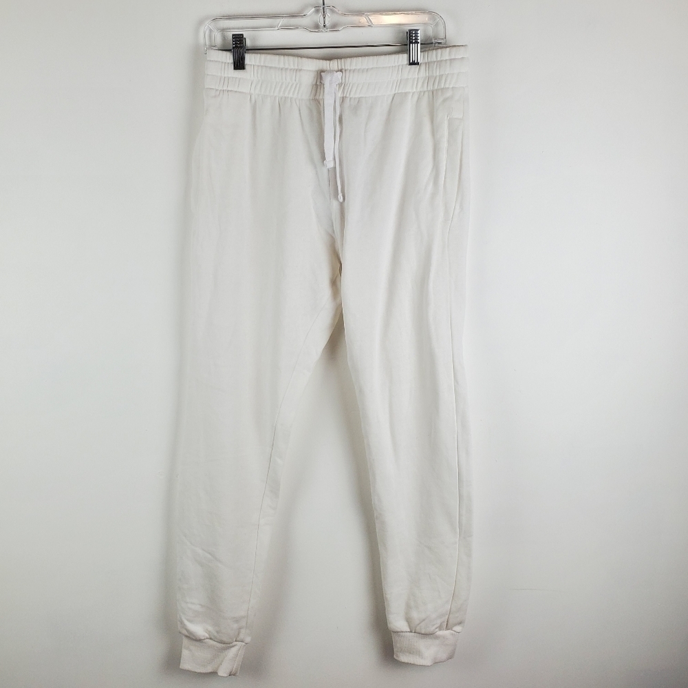 PROGO USA Small White Jogging pants Elastic waist drawstring pockets Joggers
